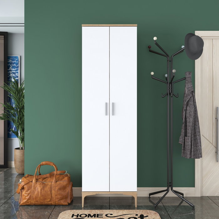 Hanah Home EA116 -2746 Recibidor de Entrada Elegante Nogal y Blanco 60x198x37.5cm